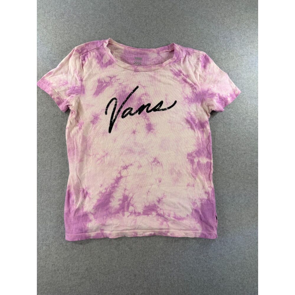 Vans Purple Pink Tie Dye Logo T-Shirt Women's Medium Cotton